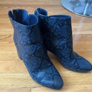 Old Navy Blue Ankle Booties with Snakeskin Texture